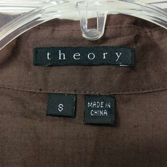 [Theory] Brown Puffed Sleeve Button Up Blouse S - Picture 5 of 6